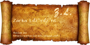Zarka Lóránt névjegykártya