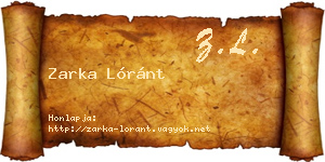 Zarka Lóránt névjegykártya